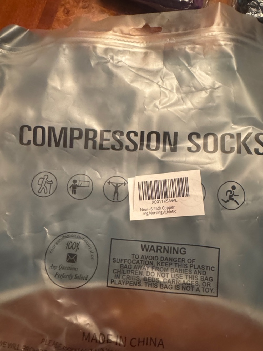 Women’s Compression Athletic Socks - Teal, Blue, Black, Purple (5- pack) - Picture 9 of 9